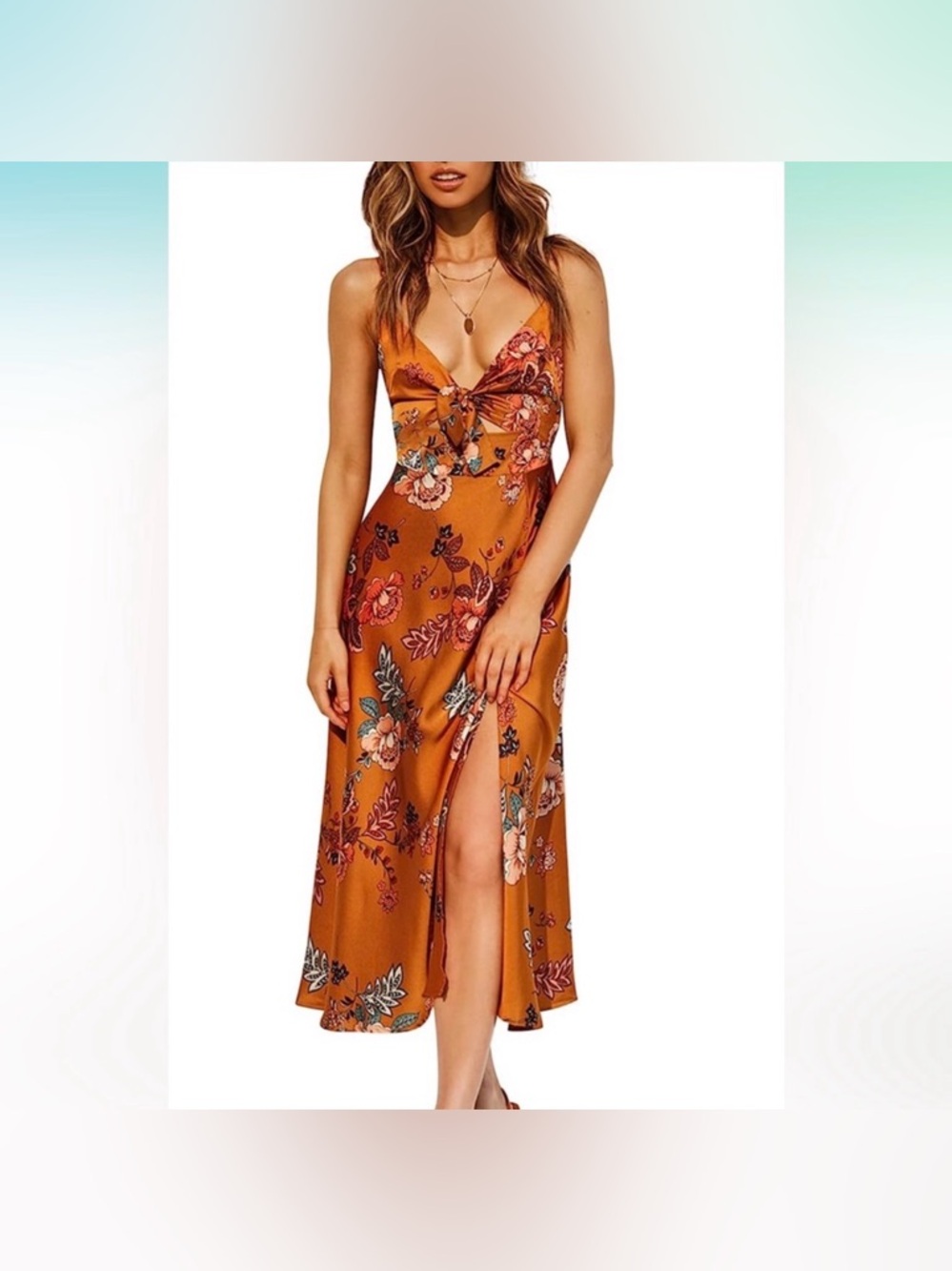 Amazon Orange Floral Dress